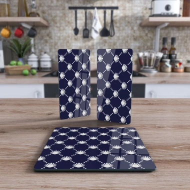 Decovetro Cam Sunum Servis Tabağı 3lü Kare Set Marine Shell