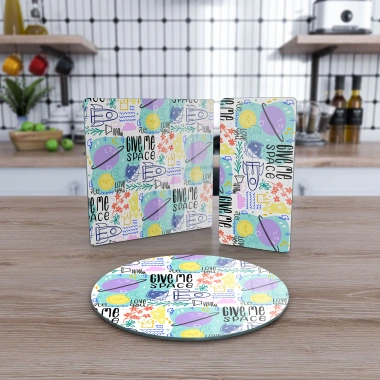 Decovetro Cam Sunum Servis Tabağı 3lü Karma Set Give Me Space