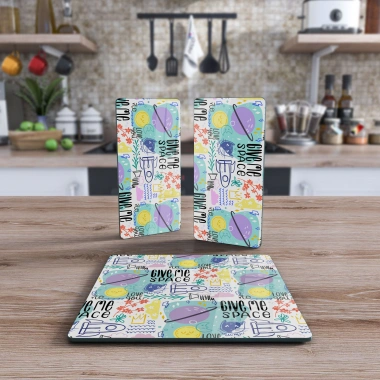 Decovetro Cam Sunum Servis Tabağı 3lü Kare Set Give Me Space