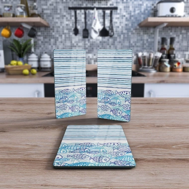 Decovetro Cam Sunum Servis Tabağı 3lü Dikdörtgen Set 1057