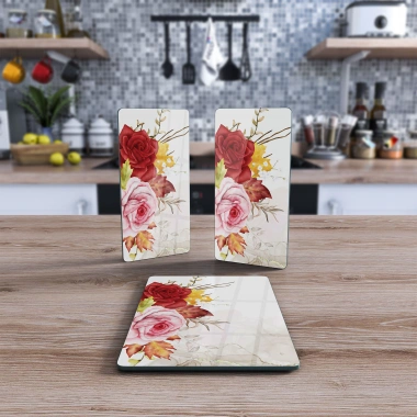 Decovetro Cam Sunum Servis Tabağı 3lü Dikdörtgen Set 1067