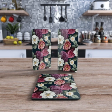 Decovetro Cam Sunum Servis Tabağı 3lü Dikdörtgen Set 1073