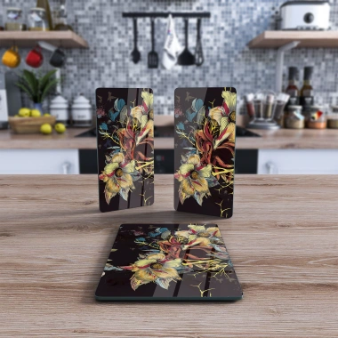 Decovetro Cam Sunum Servis Tabağı 3lü Dikdörtgen Set 1074