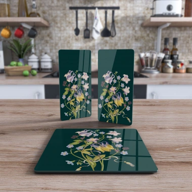 Decovetro Cam Sunum Servis Tabağı 3lü Kare Set 1079