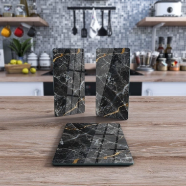 Decovetro Cam Sunum Servis Tabağı 3lü Dikdörtgen Set 1090