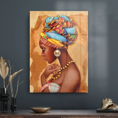 Decovetro Afrikalı Kadın Portre Cam Tablo 70x100 cm