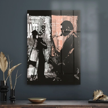Decovetro Cam Tablo Caz Müzisyeni Temalı 50x70 cm