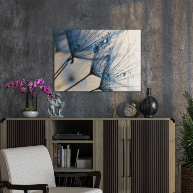 Decovetro Cam Tablo Mavi Çiçekler 50x70 cm