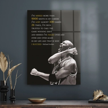 Decovetro Cam Tablo Michael Jordan Succed 50x70 cm