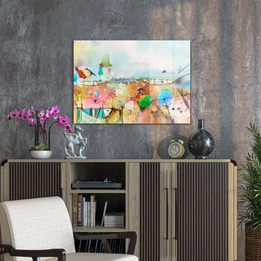 Decovetro Cam Tablo Sulu Boya Renkli Desenler 50x70 cm