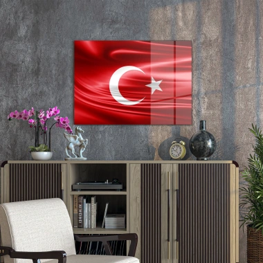 Decovetro Cam Tablo Türk Bayrağı Desenli 50x70 cm