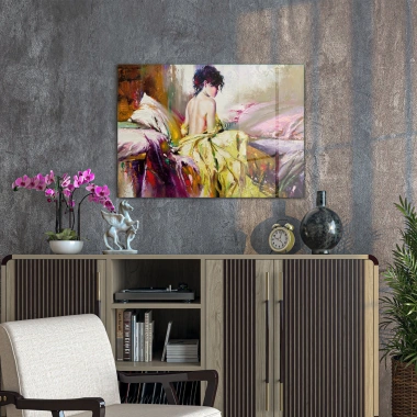 Decovetro Cam Tablo Yağlı Boya Kadın Renkli 50x70 cm