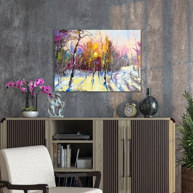 Decovetro Cam Tablo Yağlı Boya Orman Manzarası 50x70 cm