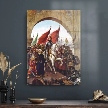 Decovetro Fatih Sultan Mehmet Ve İstanbul Fethi Cam Tablo 70x100 cm
