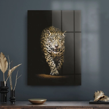 Decovetro Gölgedeki Leopar Cam Tablo 70x100 cm