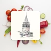 Decovetro Cam Sunum Servis Tabağı Kare Galata Kulesi Desenli 30 x 30 Cm