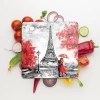 Decovetro Cam Sunum Servis Tabağı Kare Love Paris Desenli