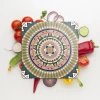 Decovetro Cam Sunum Servis Tabağı Kare Mandala 3 Desenli