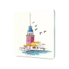 Decovetro Cam Sunum Servis Tabağı Kare Kız Kulesi Desenli 30 x 30 Cm