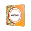 Decovetro Cam Sunum Servis Tabağı Kare Welcome Desenli