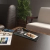Decovetro Cam Kahve Sofra Sunum Tablası 2li Set Siyah Ahşap Desenli