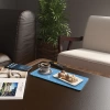 Decovetro Cam Kahve Sofra Sunum Tablası 2li Set Mavi Geometrik Çizgi Desenli 30 x 15 Cm