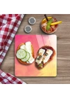 Decovetro Cam Sunum Servis Tabağı Kare Sarı Bulut Desenli 30 x 30 Cm