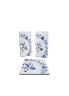 Decovetro Cam Sunum Servis Tabağı 3lü Dikdörtgen Set Beyaz Çini Çiçek Deseni