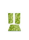 Decovetro Cam Sunum Servis Tabağı 3lü Dikdörtgen Set Yeşil Kelebek Desenli