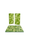 Decovetro Cam Sunum Servis Tabağı 3lü Kare Set Yeşil Kelebek Desenli