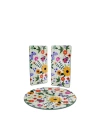 Decovetro Cam Sunum Servis Tabağı 3lü Yuvarlak Set Kır Çiçekleri Desenli