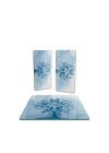 Decovetro Cam Sunum Servis Tabağı 3lü Kare Set Mavi Hayat Ağacı Deseni