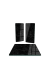 Decovetro Cam Sunum Servis Tabağı 3lü Kare Set Siyah Granit Deseni