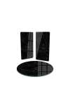 Decovetro Cam Sunum Servis Tabağı 3lü Yuvarlak Set Siyah Granit Deseni