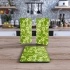 Decovetro Cam Sunum Servis Tabağı 3lü Dikdörtgen Set Yeşil Kelebek Desenli