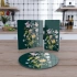 Decovetro Cam Sunum Servis Tabağı 3lü Karma Set Yeşil Kır Çiçeği Desenli