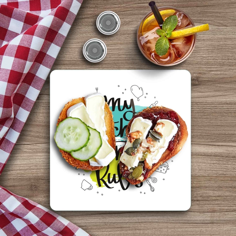 Decovetro Cam Sunum Servis Tabağı Kare My Kitchen Rules Desenli