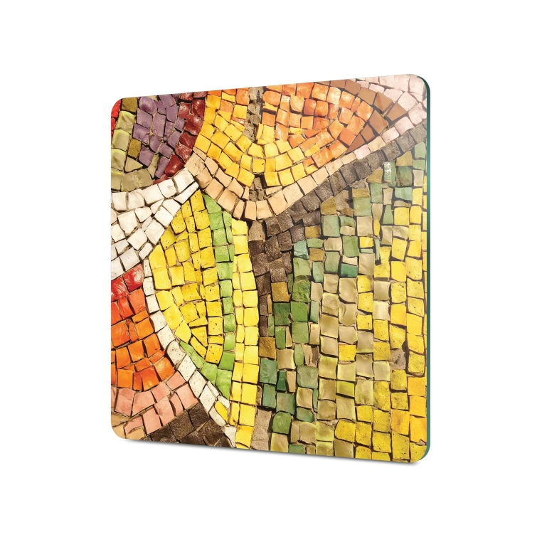 Decovetro Cam Sunum Servis Tabağı Kare Mozaik Desenli