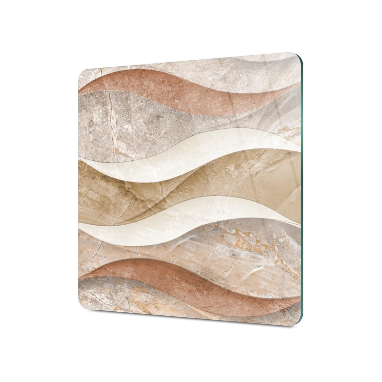 Decovetro Cam Sunum Servis Tabağı Kare Dalgalı Mermer Desenli 30 x 30 Cm