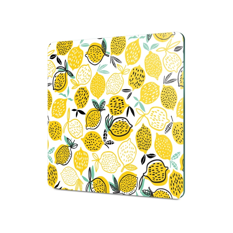 Decovetro Cam Sunum Servis Tabağı Kare Limon Desenli 30 x 30 Cm
