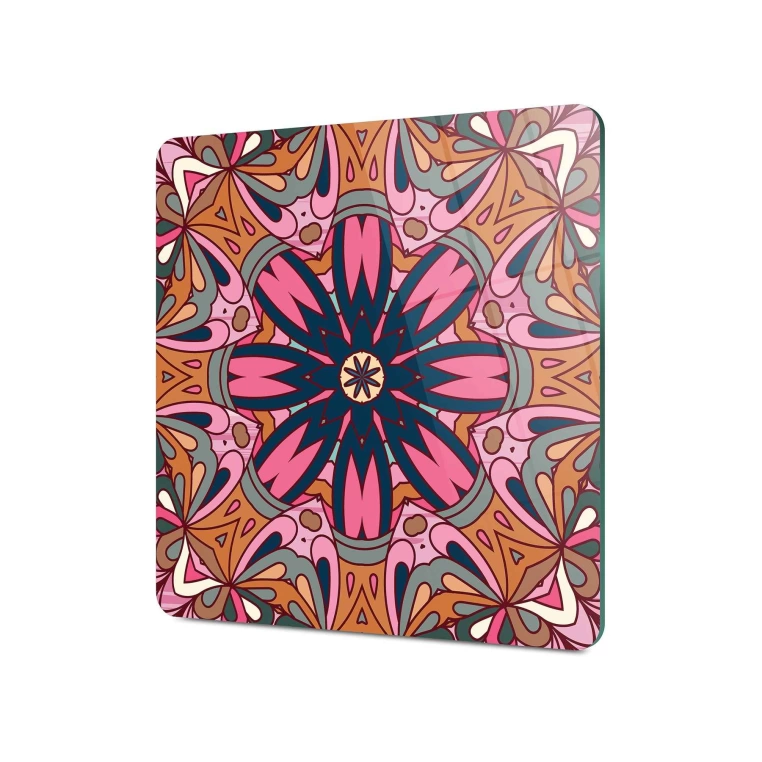 Decovetro Cam Sunum Servis Tabağı Kare 1288 Mandala Desenli