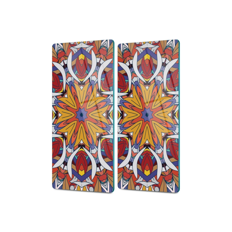 Decovetro Cam Kahve Sofra Sunum Tablası 2li Set Mandala2