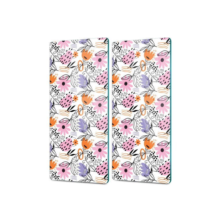 Decovetro Cam Kahve Sofra Sunum Tablası 2li Set Kır Çiçeği Desenli