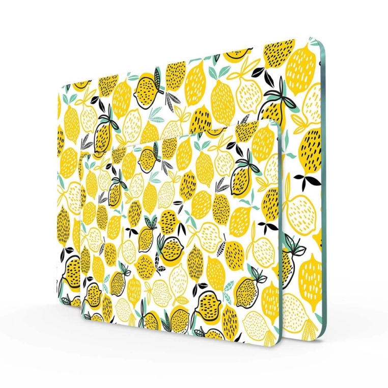 Decovetro Cam Kesme Tahtası Limon Desenli Set