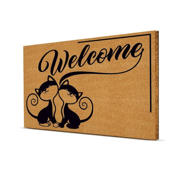 Decovetro Paspas Welcome Cats Desenli Kapı Önü Paspası