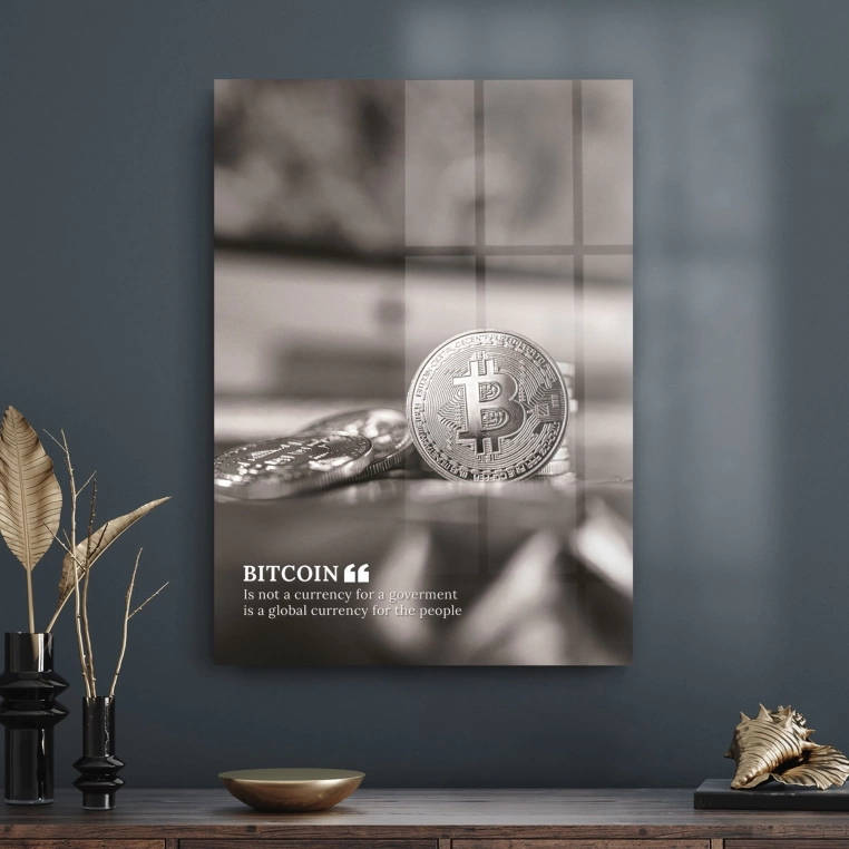 Decovetro Cam Tablo Bitcoin Desenli 30x40 cm
