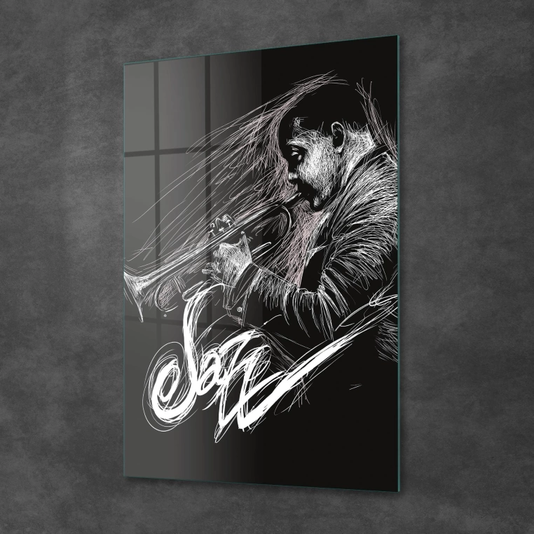 Decovetro Cam Tablo Caz Müzisyeni Temalı 30x40 cm