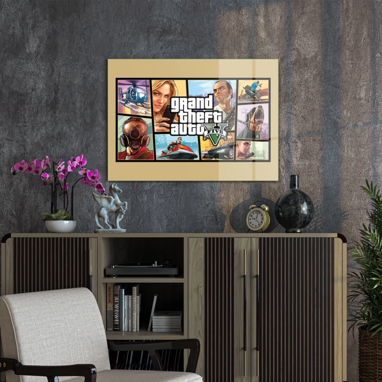 Decovetro Cam Tablo Gamer Room Gta 30x40 cm