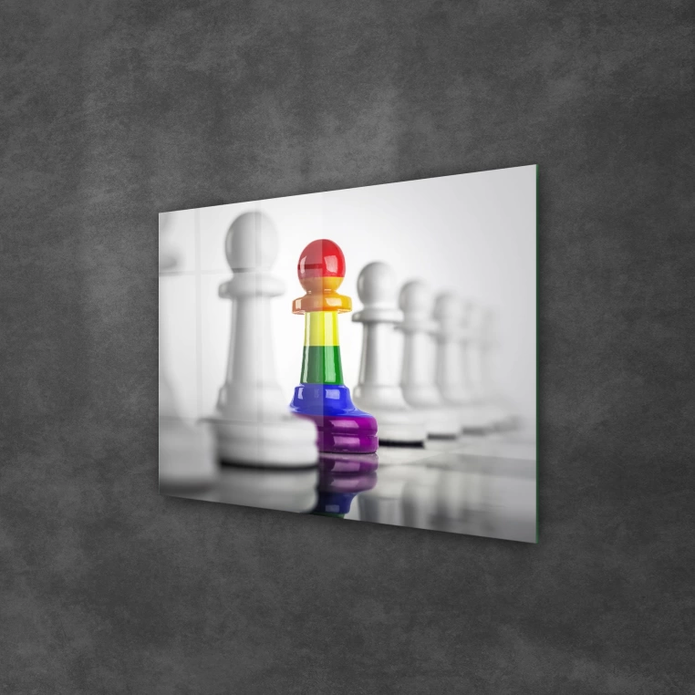 Decovetro Cam Tablo Gökkuşağı Satranç 70x100 cm