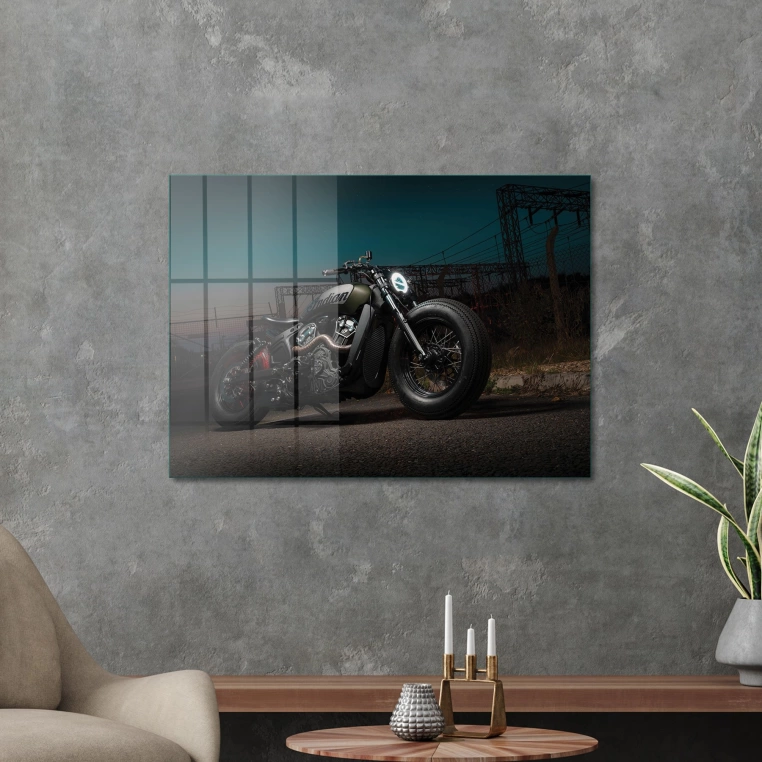 Decovetro Cam Tablo İndian Motorcycle 70x100 cm